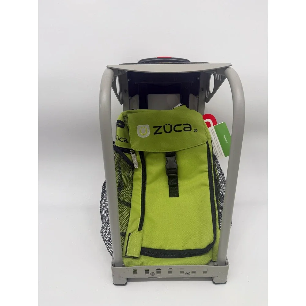Zuca Rolling Bag Grey Frame Lime Green Insert Sport Golf Ice Skating Light Up